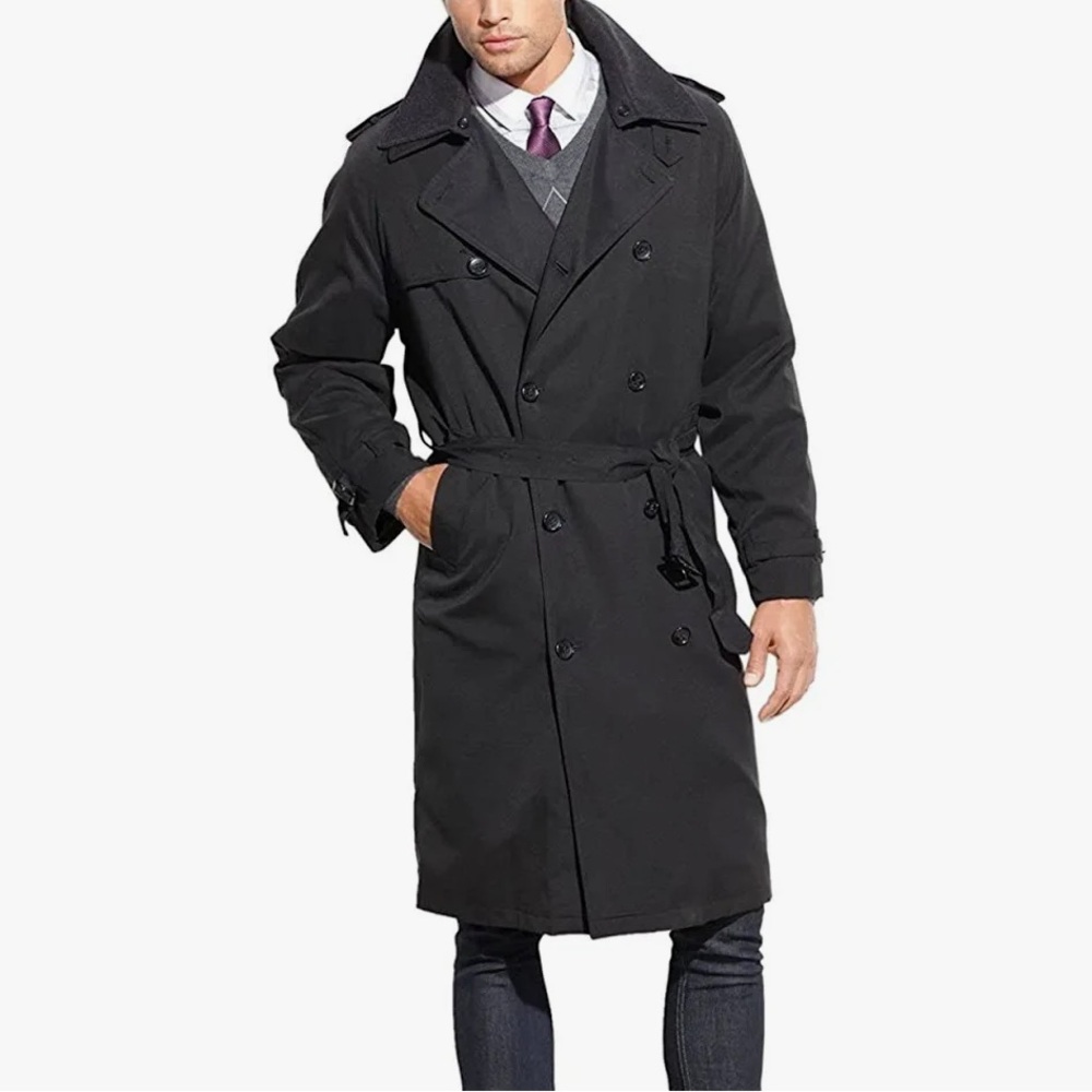 London Fog Men’s Iconic Double Breasted Trench Coat Size 44 Regular